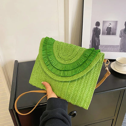 Handmade Raffia Straw Bags - Summer Womens Clutch and Crossbody Purse - ZOOMNSTORE