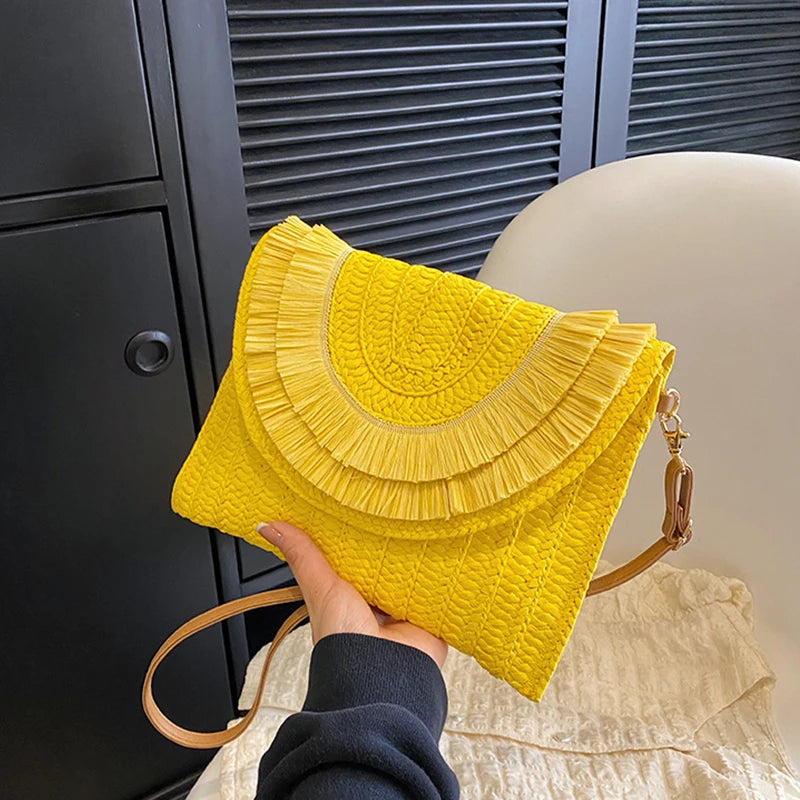 Handmade Raffia Straw Bags - Summer Womens Clutch and Crossbody Purse - ZOOMNSTORE