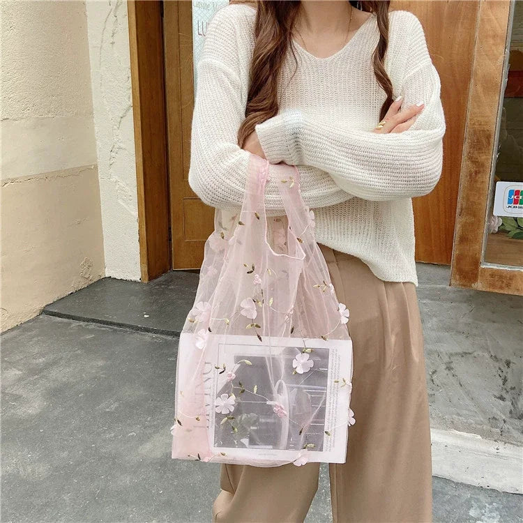 Handmade Retro Flower Embroidered Shoulder Bag - Womens Lace Tote for Beach and Art - ZOOMNSTORE