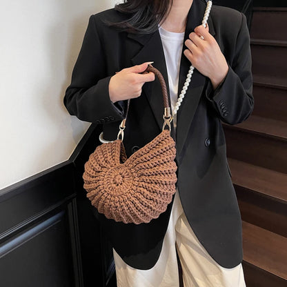 Handmade Seaside Messenger Bag - Womens Crossbody Bag with Conch Shell and Pearls - ZOOMNSTORE