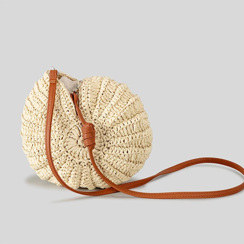 Handmade Seaside Messenger Bag - Womens Crossbody Bag with Conch Shell and Pearls - ZOOMNSTORE