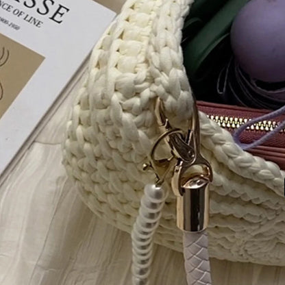 Handmade Seaside Messenger Bag - Womens Crossbody Bag with Conch Shell and Pearls - ZOOMNSTORE