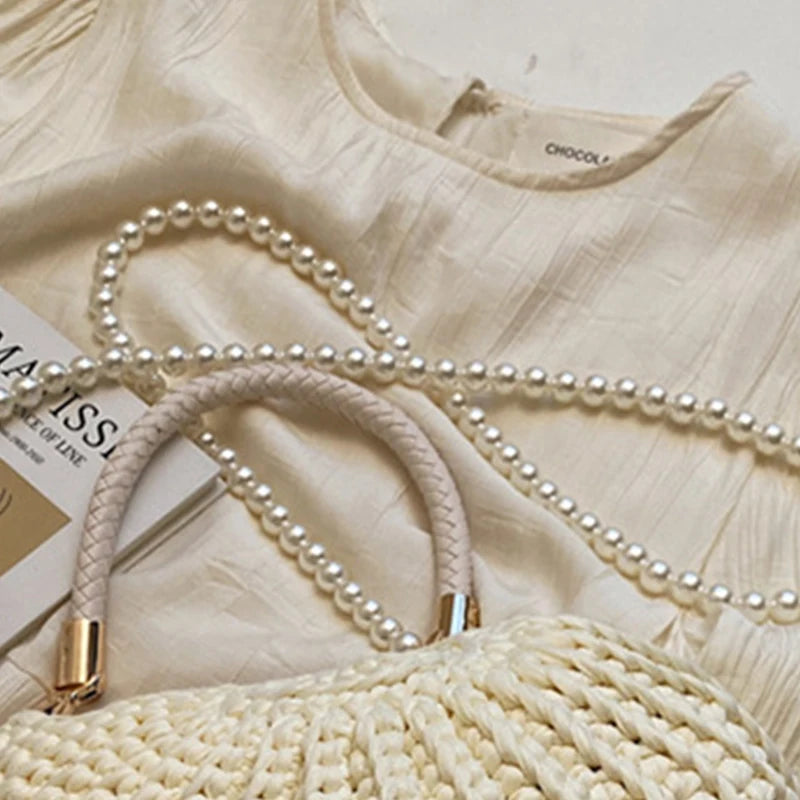 Handmade Seaside Messenger Bag - Womens Crossbody Bag with Conch Shell and Pearls - ZOOMNSTORE