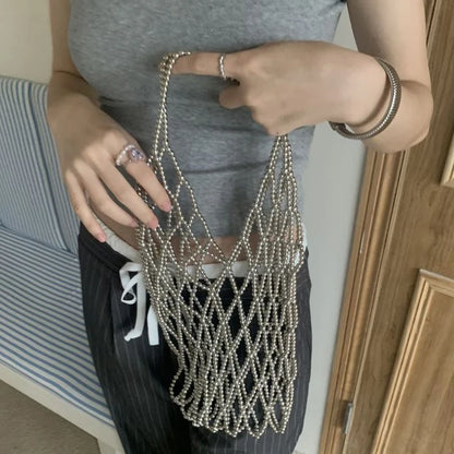 Handmade Hollow Out Shoulder Lunch Bag - Large Capacity Womens Tote  Cosmetic Bag - ZOOMNSTORE