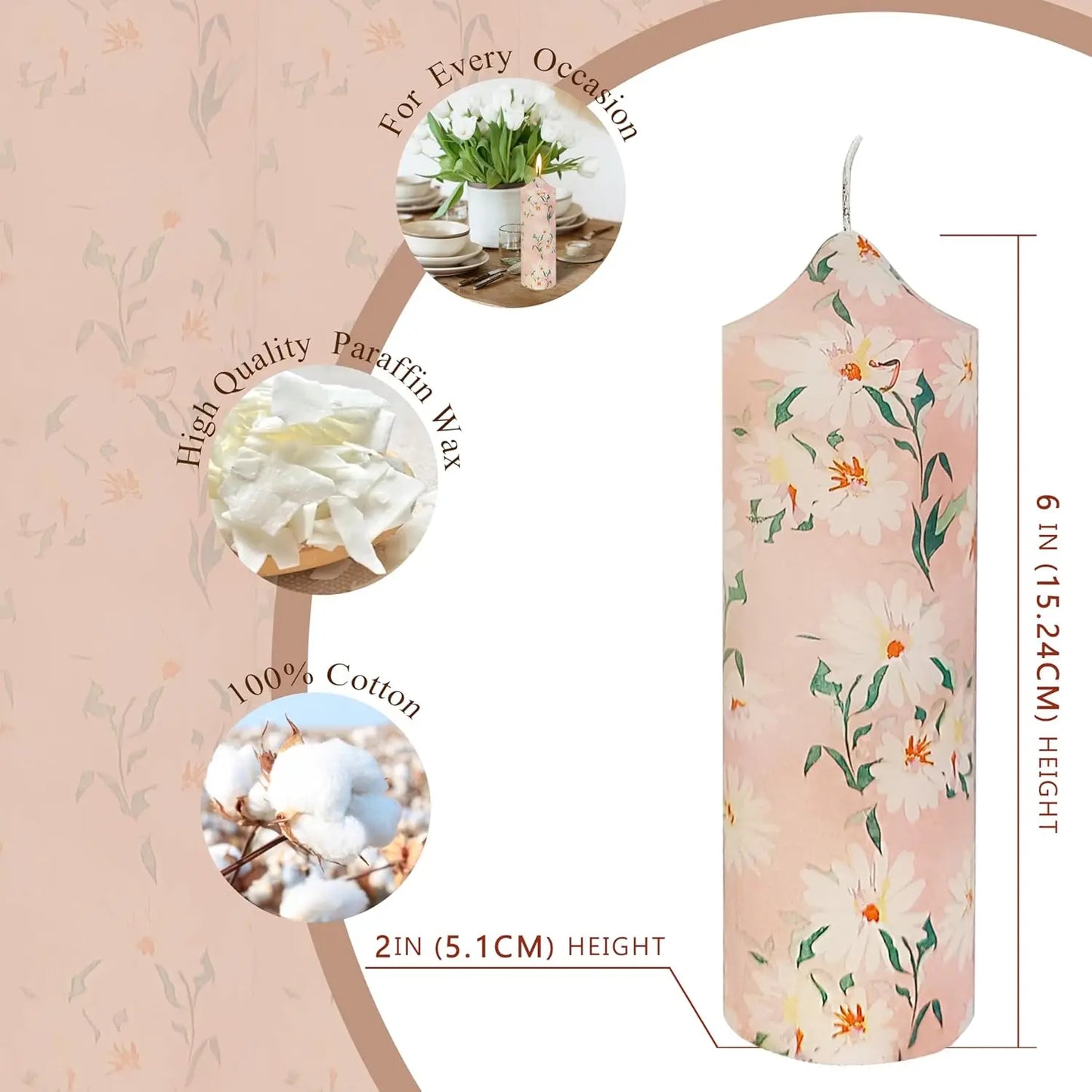 Handmade 7 Inch Unscented Chrysanthemum Taper Candles - Holiday Wedding  Home Decor - ZOOMNSTORE