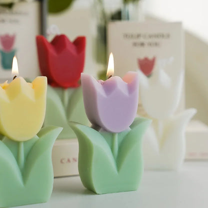 Handmade Tulip Soy Wax Candle - Cute Aromatherapy Decor for Home Parties and Weddings - ZOOMNSTORE