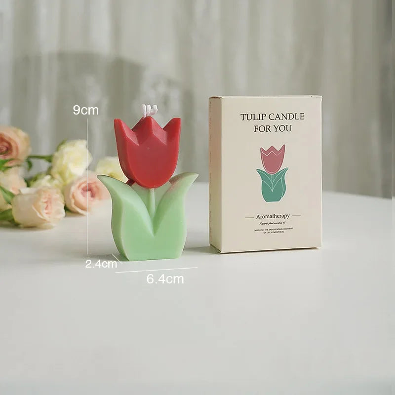 Handmade Tulip Soy Wax Candle - Cute Aromatherapy Decor for Home Parties and Weddings - ZOOMNSTORE
