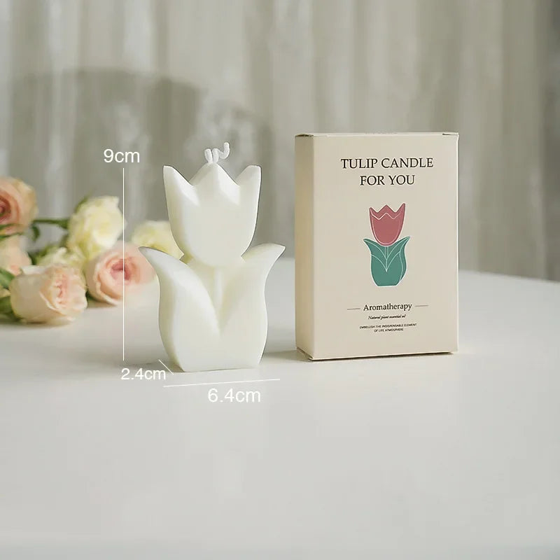Handmade Tulip Soy Wax Candle - Cute Aromatherapy Decor for Home Parties and Weddings - ZOOMNSTORE