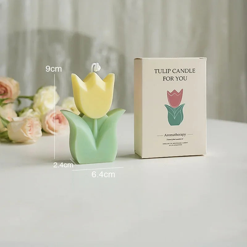 Handmade Tulip Soy Wax Candle - Cute Aromatherapy Decor for Home Parties and Weddings - ZOOMNSTORE