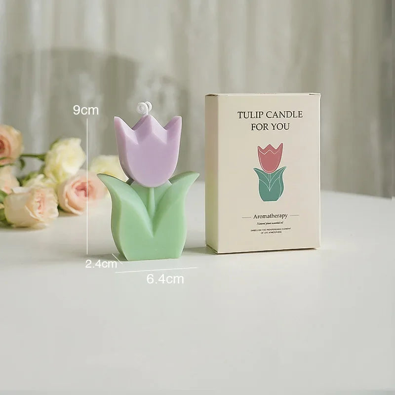 Handmade Tulip Soy Wax Candle - Cute Aromatherapy Decor for Home Parties and Weddings - ZOOMNSTORE