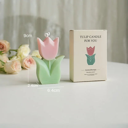 Handmade Tulip Soy Wax Candle - Cute Aromatherapy Decor for Home Parties and Weddings - ZOOMNSTORE
