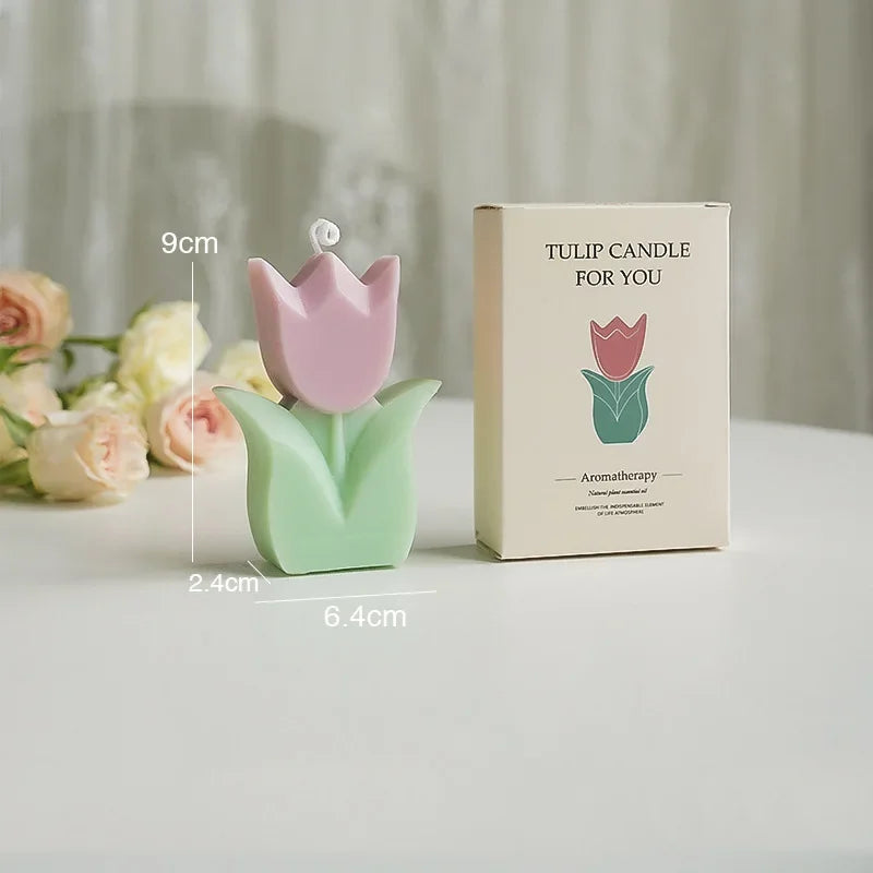 Handmade Tulip Soy Wax Candle - Cute Aromatherapy Decor for Home Parties and Weddings - ZOOMNSTORE
