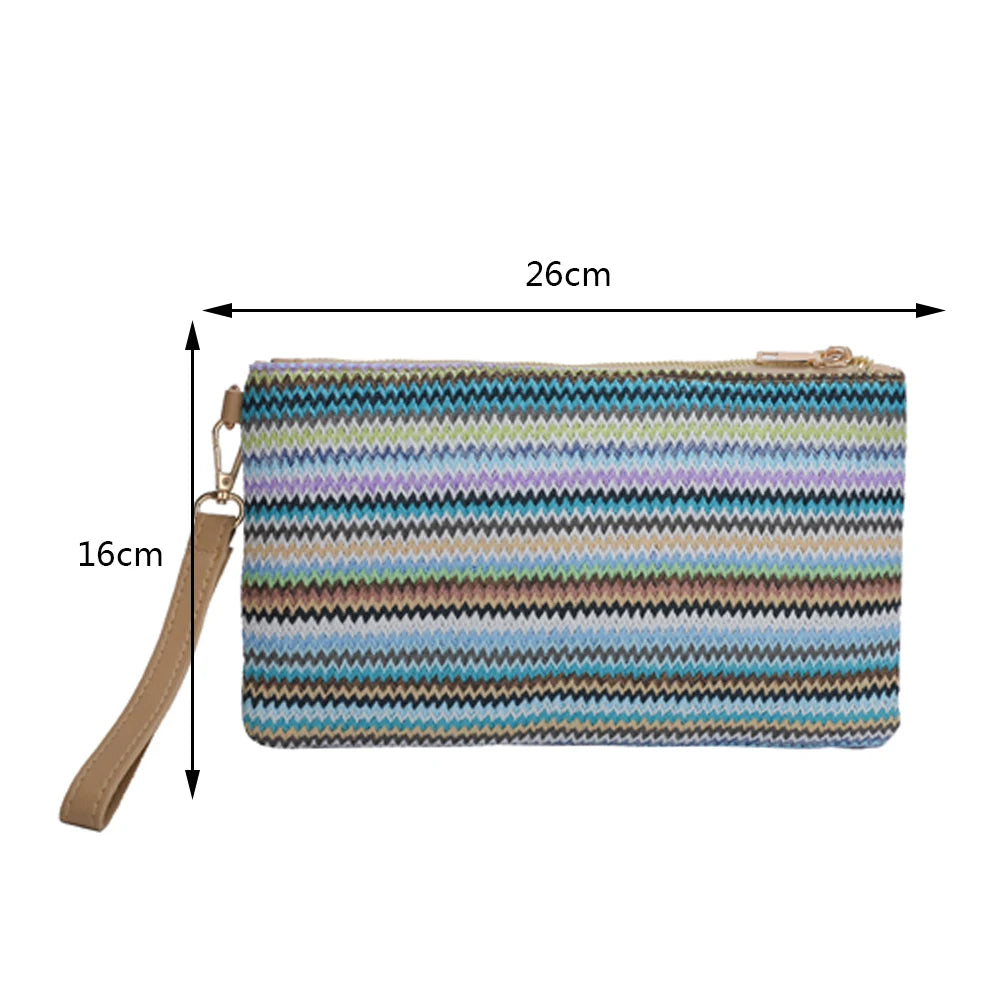 Handmade Vintage Woven Clutch Bag - Colorful Casual Beach Purse for Vacation - ZOOMNSTORE