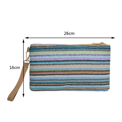 Handmade Vintage Woven Clutch Bag - Colorful Casual Beach Purse for Vacation - ZOOMNSTORE