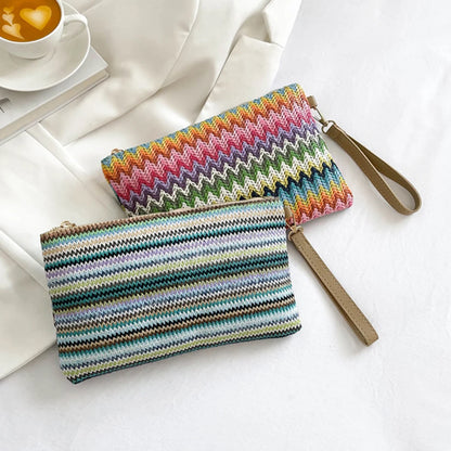 Handmade Vintage Woven Clutch Bag - Colorful Casual Beach Purse for Vacation - ZOOMNSTORE