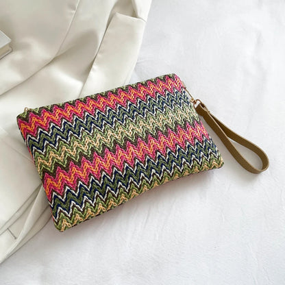 Handmade Vintage Woven Clutch Bag - Colorful Casual Beach Purse for Vacation - ZOOMNSTORE