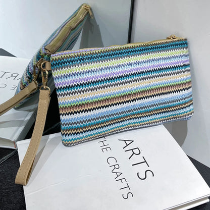 Handmade Vintage Woven Clutch Bag - Colorful Casual Beach Purse for Vacation - ZOOMNSTORE