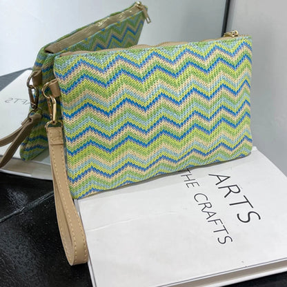 Handmade Vintage Woven Clutch Bag - Colorful Casual Beach Purse for Vacation - ZOOMNSTORE