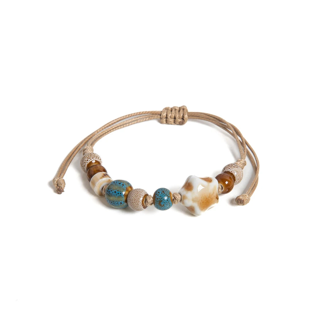 Handmade White Star Claw Bracelet - Adjustable Boho Ethnic Jewelry Gift - ZOOMNSTORE