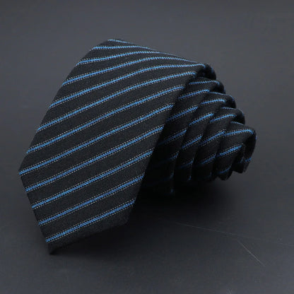 Handmade Cotton Cashmere Necktie - Striped Slim Tie for Men - ZOOMNSTORE