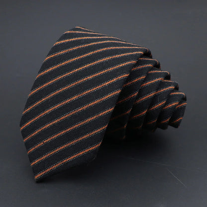 Handmade Cotton Cashmere Necktie - Striped Slim Tie for Men - ZOOMNSTORE