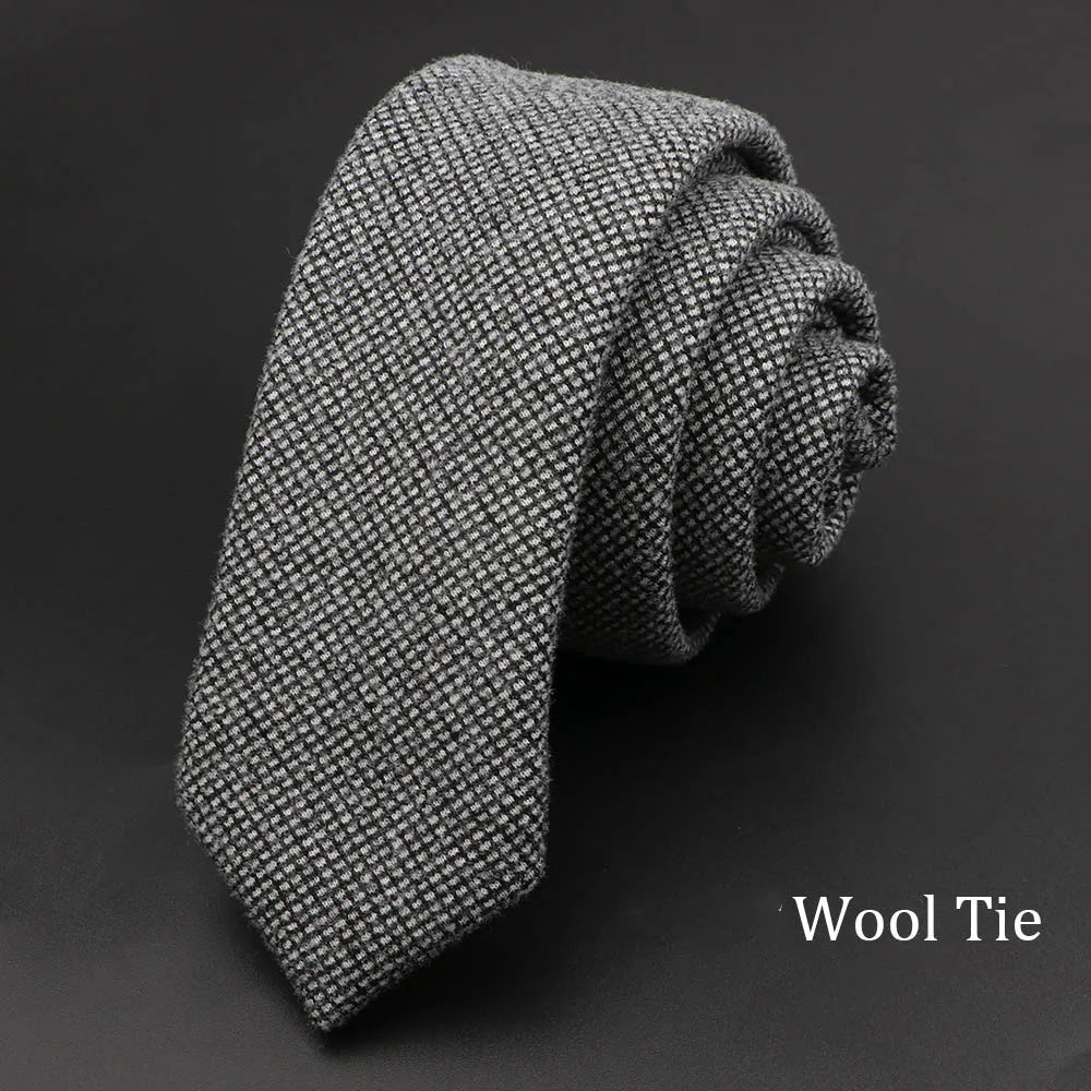 Handmade Cotton Cashmere Necktie - Striped Slim Tie for Men - ZOOMNSTORE