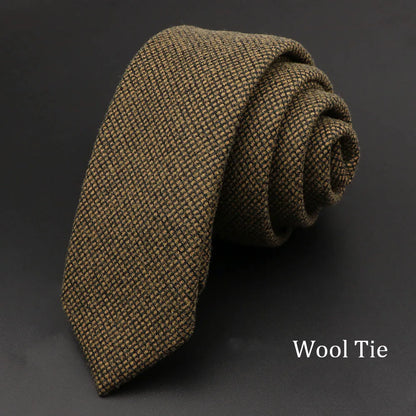 Handmade Cotton Cashmere Necktie - Striped Slim Tie for Men - ZOOMNSTORE