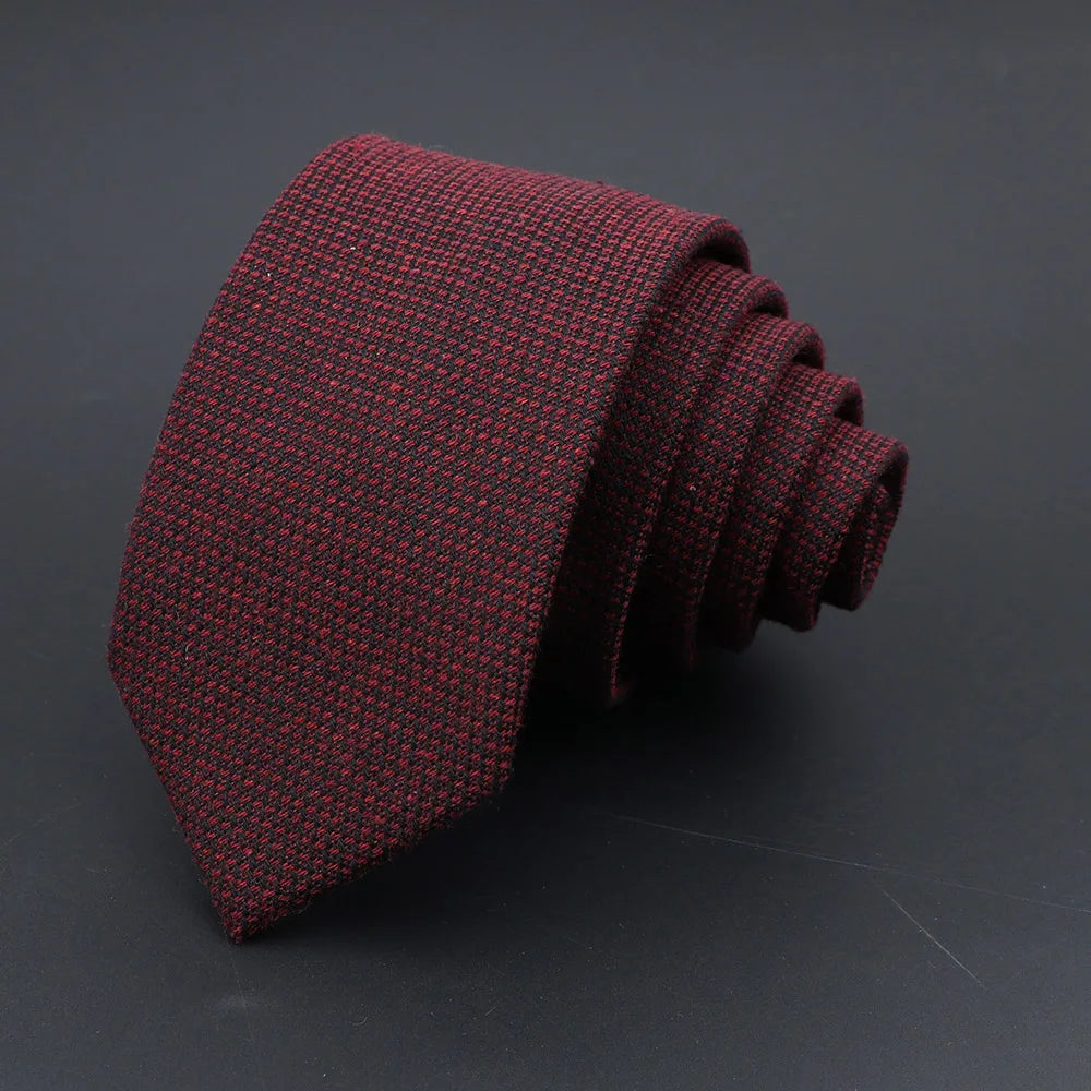 Handmade Cotton Cashmere Necktie - Striped Slim Tie for Men - ZOOMNSTORE