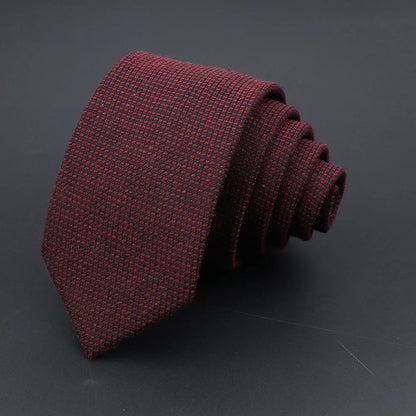 Handmade Cotton Cashmere Necktie - Striped Slim Tie for Men - ZOOMNSTORE