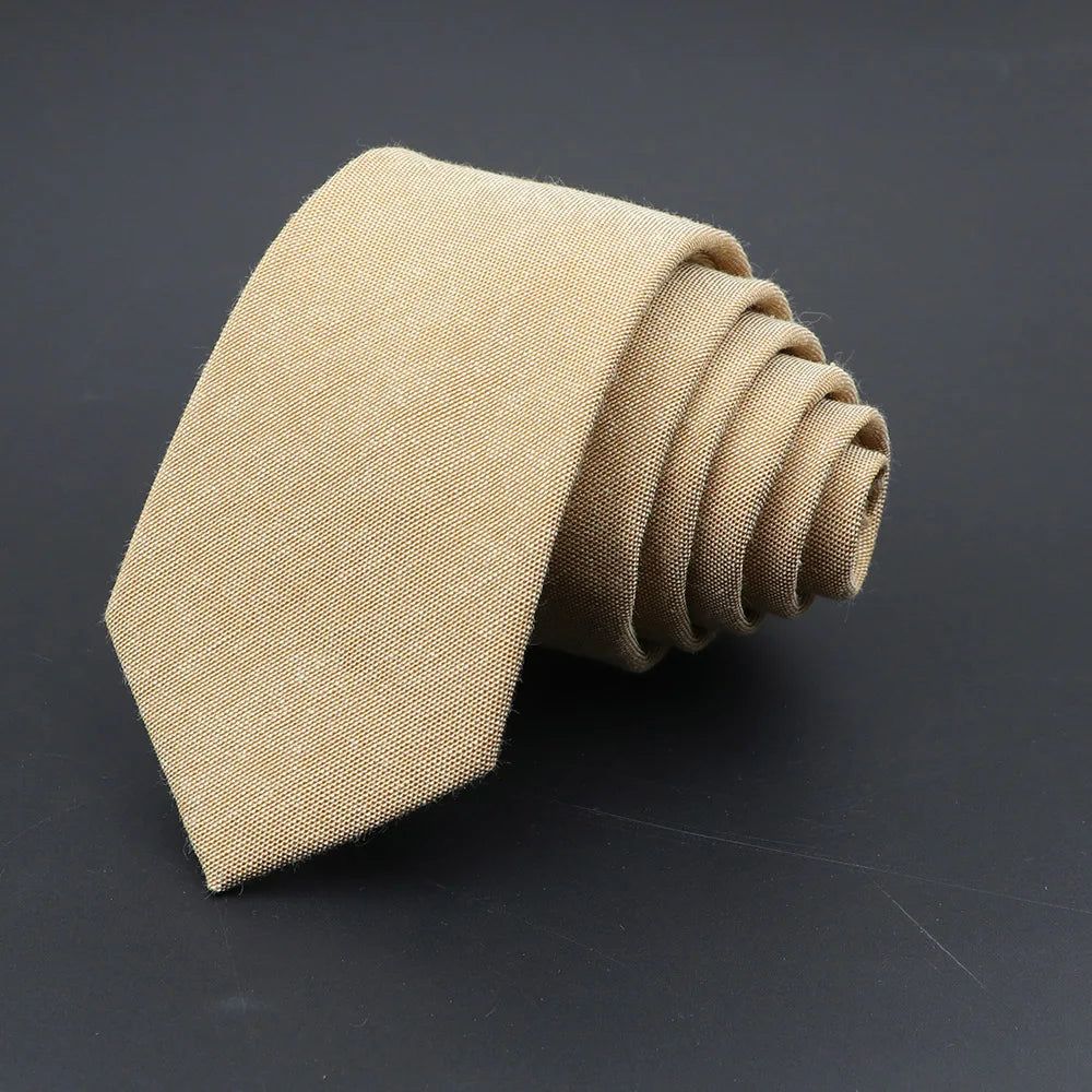 Handmade Cotton Cashmere Necktie - Striped Slim Tie for Men - ZOOMNSTORE