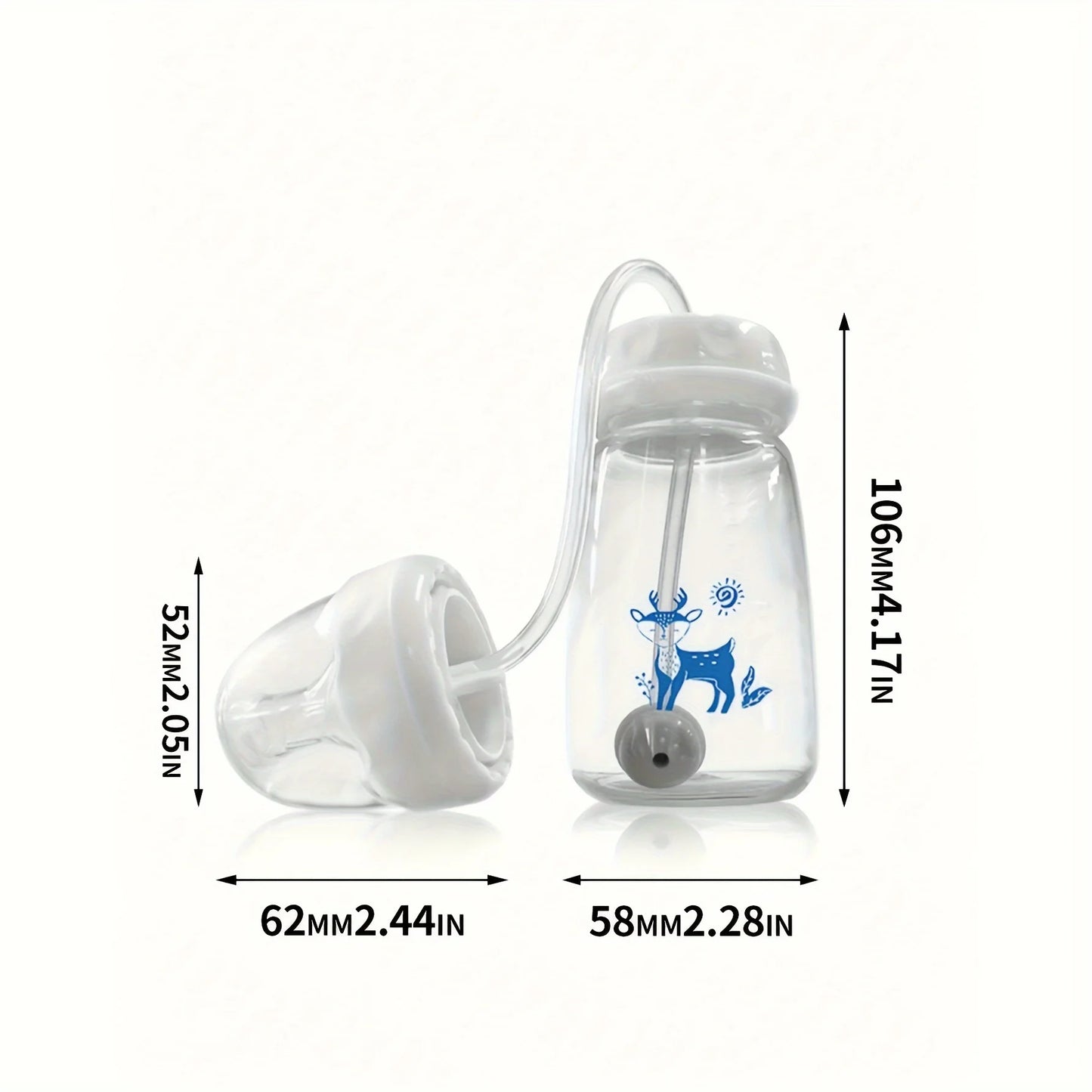 1pc 5oz/150ml Hands-Free PP Feeding Bottle with Straw Brush, Self-Feeding Normal-Neck Baby Bottle Set. - ZOOMNSTORE