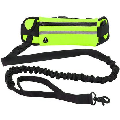Hands-Free Reflective Dog Leash with Waist Bag - Elastic Belt for Running and Walking - ZOOMNSTORE
