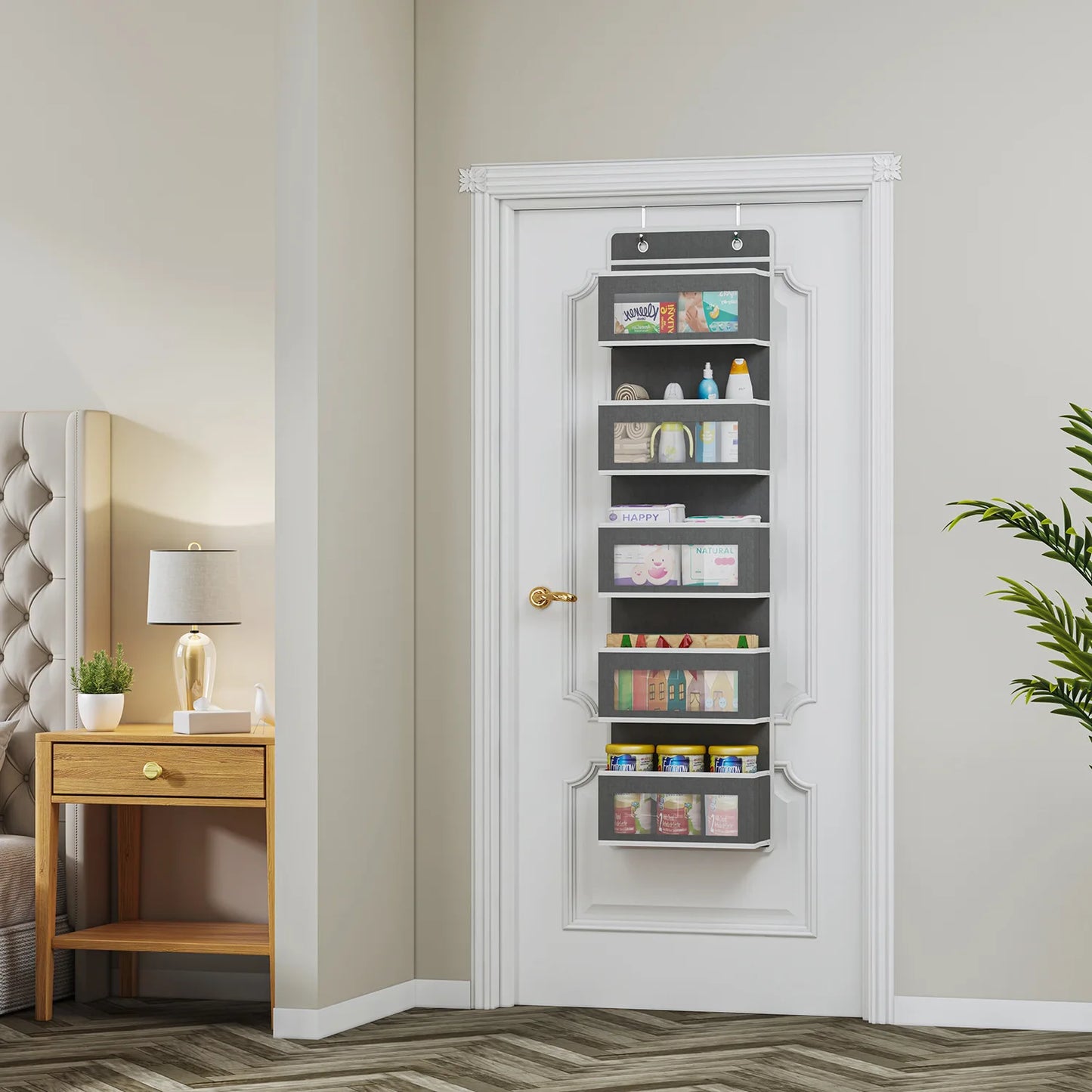 5-Shelf Hanging Storage Organizer - Behind Door, Anti-Tilt, 5 Large Capacity Pockets, Suitable for Bedroom, Bathroom - ZOOMNSTORE