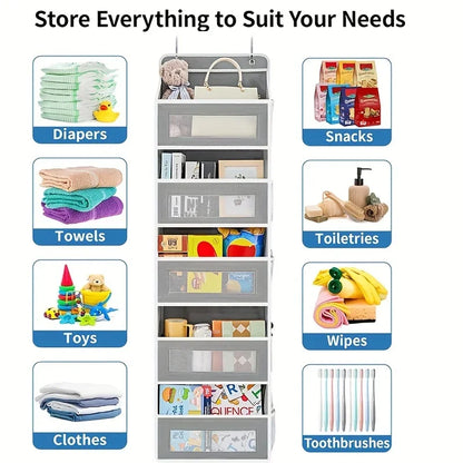 5-Shelf Hanging Storage Organizer - Behind Door, Anti-Tilt, 5 Large Capacity Pockets, Suitable for Bedroom, Bathroom - ZOOMNSTORE