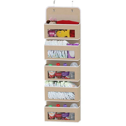 5-Shelf Hanging Storage Organizer - Behind Door, Anti-Tilt, 5 Large Capacity Pockets, Suitable for Bedroom, Bathroom - ZOOMNSTORE