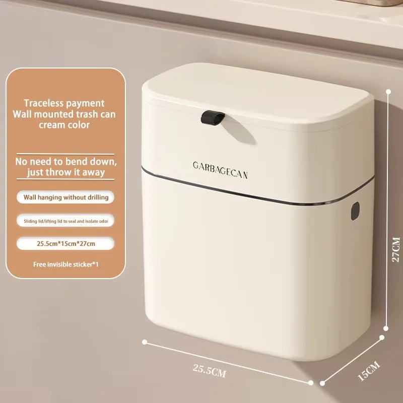 Hanging Trash Can - Stylish Kitchen  Bathroom Waste Bin with Flip Cover - ZOOMNSTORE