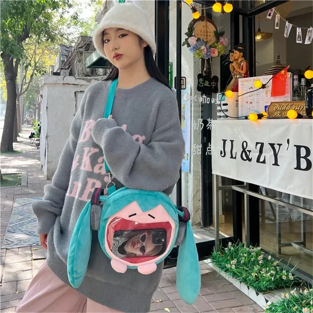 Hatsune Miku Plush Shoulder Bag - Cute Anime Kawaii Backpack for Kids - ZOOMNSTORE