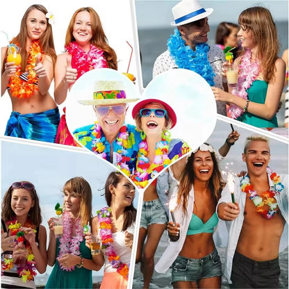 Hawaiian Flower Wreath Necklace - Tropical Luau Party Decoration Artificial Flower Lei 102050pcs - ZOOMNSTORE