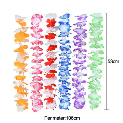 Hawaiian Flower Wreath Necklace - Tropical Luau Party Decoration Artificial Flower Lei 102050pcs - ZOOMNSTORE