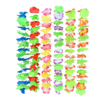 Hawaiian Flower Wreath Necklace - Tropical Luau Party Decoration Artificial Flower Lei 102050pcs - ZOOMNSTORE