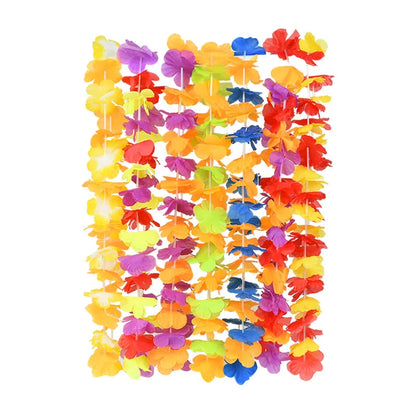 Hawaiian Flower Wreath Necklace - Tropical Luau Party Decoration Artificial Flower Lei 102050pcs - ZOOMNSTORE