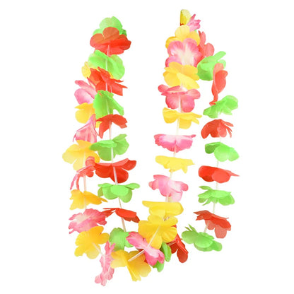 Hawaiian Flower Wreath Necklace - Tropical Luau Party Decoration Artificial Flower Lei 102050pcs - ZOOMNSTORE