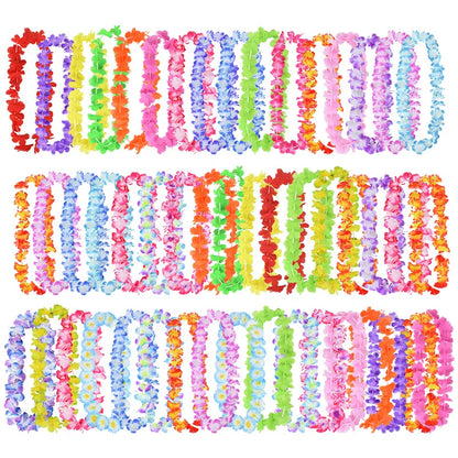 Hawaiian Flower Wreath Necklace - Tropical Luau Party Decoration Artificial Flower Lei 102050pcs - ZOOMNSTORE