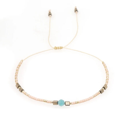 Boho Semi-Precious Stone Bracelet - Amber  Black Gallstone Fashion Gift for Women - ZOOMNSTORE