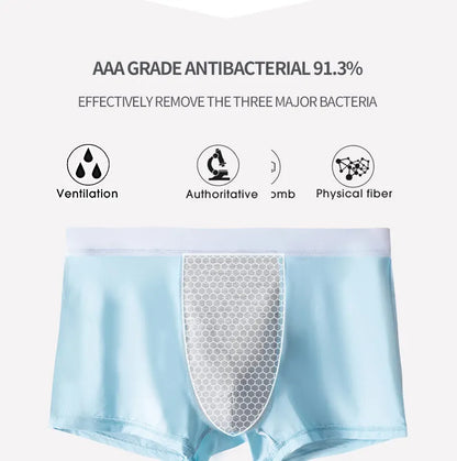 Mens Antibacterial Ice Silk Boxer Shorts - 3 Pack 5XL Underwear