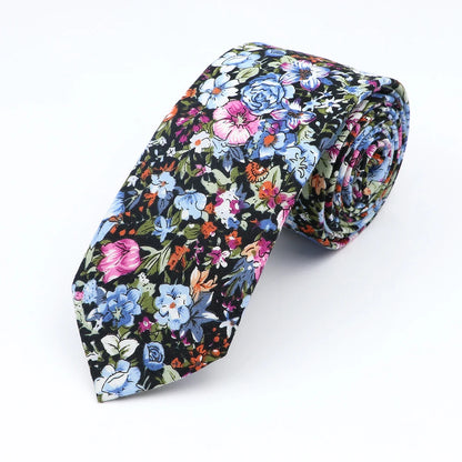 Floral Cotton Tie - Elegant Paisley Necktie for Men  Women