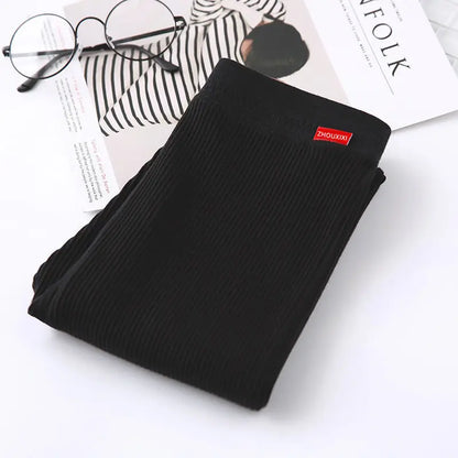Ribbed Leggings Women - High Waist Cotton Blend Warm Winter Leggings | Casual Threaded Pants