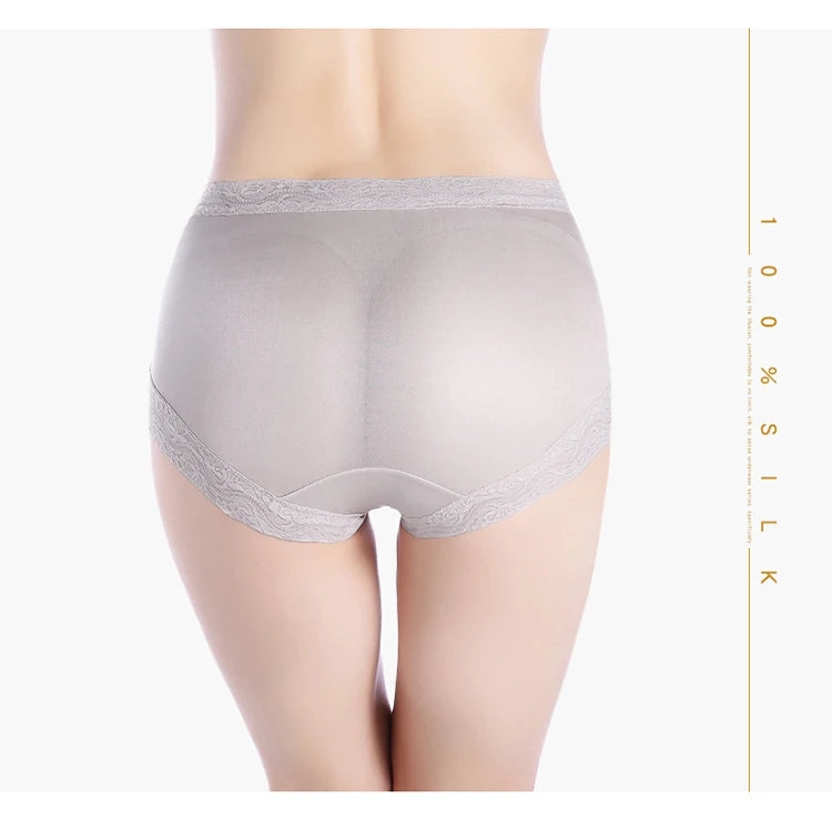 Natural silk high waist Briefs big plus size underwear women transparent seamless woman panties bragas mujer panty