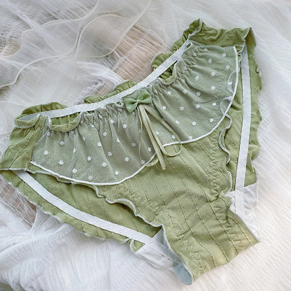 Women's Cotton Panties Large Sizes Sexy Lace Ruffles Bow Sweet Cute Panties Plus Size Female Underwear Cotton Briefs 6XL 7XL