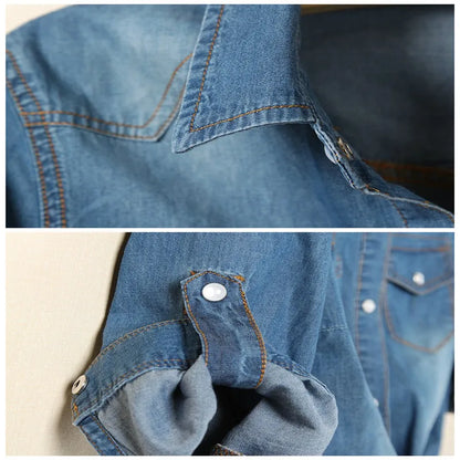kimono Denim Shirt Short Sleeve Womens Tops Chemise Femme Crop Top Sexy Short Jeans Shirt Blouse Summer Cool Feminine Shirts